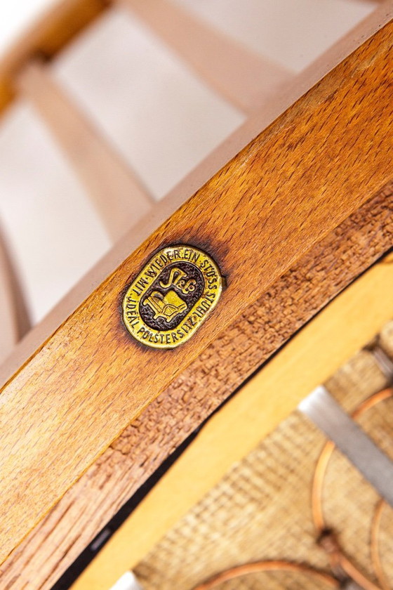 Image 1 of Set of 4 Mid-Century Beech Dining Chair by Stöss, Germany, 1950s–60s – Grey Upholstery, Vintage Wooden Side Chair