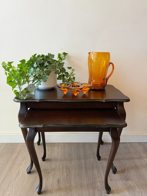 Queen Anne set of two small tables