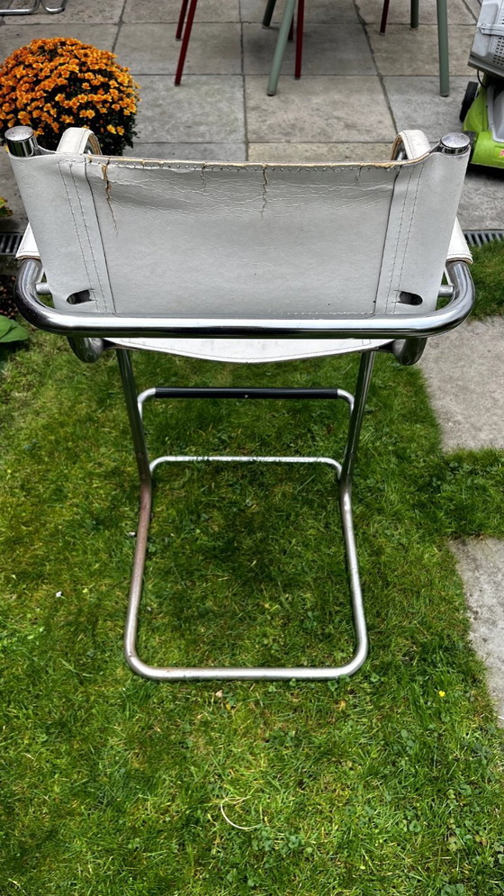 Image 1 of 4 x Tabourets de bar vintage blanc + chrome