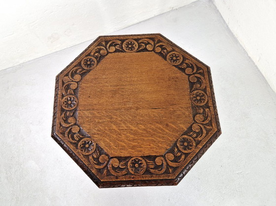 Image 1 of Antique Clawfoot Side Table in Oak