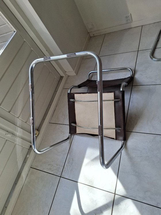 Image 1 of 5 sedie vintage in stile Bauhaus con struttura tubolare e rivestimento in pelle