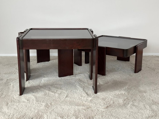 Image 1 of Vintage Italiaanse bijzettafels van Gianfranco Frattini voor Cassina, set van 3.