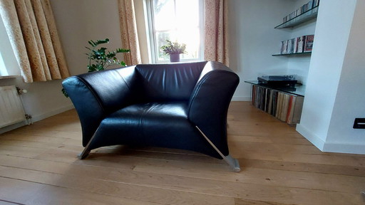 Fauteuil Rolf Benz SE 322, zwart leder