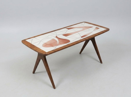 Vintage Scandinavian coffee table with tiled top - Edmund - 1950s