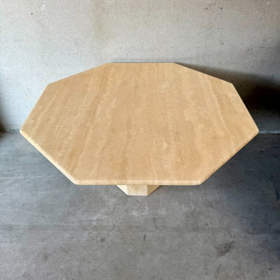Image 1 of Mid-century Travertine octagonal dining table Italian design