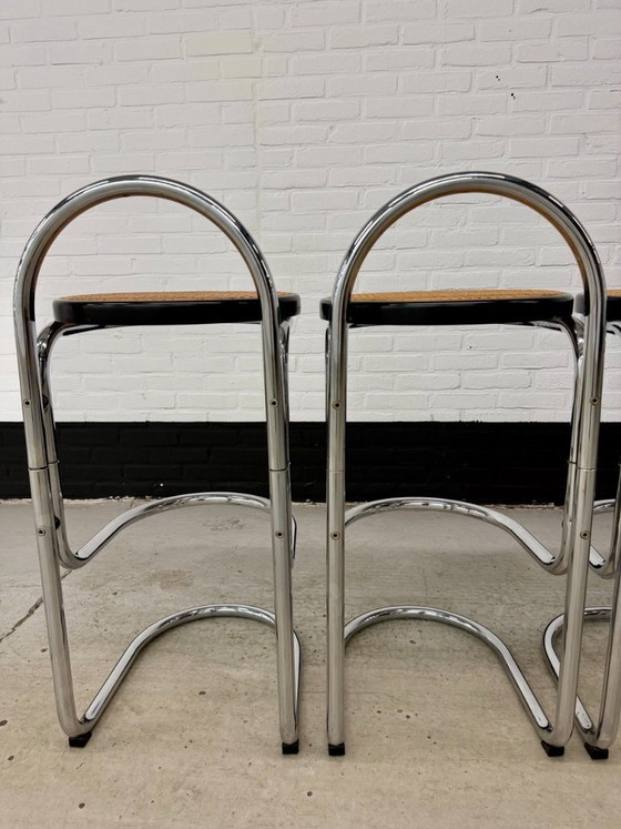 4 Vintage Italy Chrome Barstools – Barkrukken, Metal (photo 13 of 21)