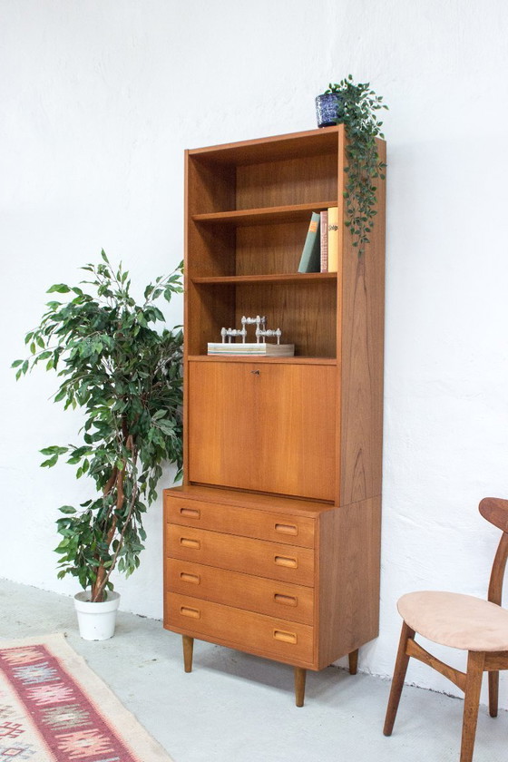 Image 1 of Poul Hundevad libreria segretaria a ripiani alti vintage in teak
