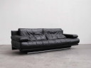 Vintage Rolf Benz 6500 three-seater leather sofa