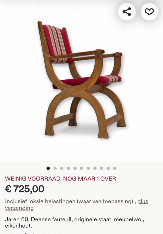 Klassieke Deense bogenstoel 20s-30s – Fauteuils, Textile, Wood (photo 9 of 9)