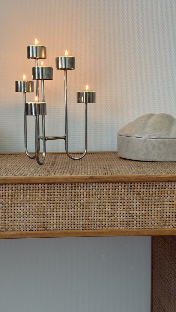 Image 1 of Tommy Larsen Design of Denmark Chandelier en acier inoxydable chromé Design danois