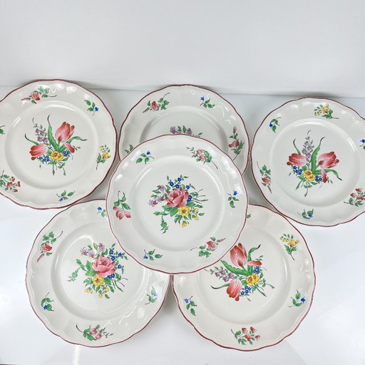 Set de 6 Assiettes Plates KG Lunéville – Modèle Réverbère – servies, Ceramic
