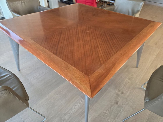 Philippe Starck for Driade Aleph - 'Tisch Un' Dining Table 135x135 cm – Metal, Wood (photo 5 of 7)