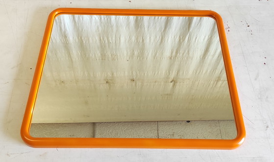 Image 1 of Vintage orange plastic XL mirror - 1960s/70s