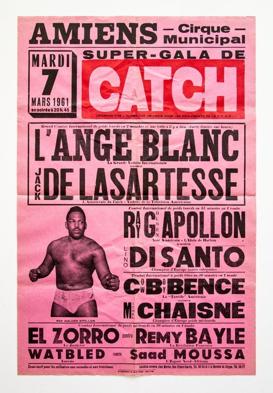 Image 1 of Affiche originale française de catch – 1961 – Sérigraphie – 60,00 × 40,00 cm
