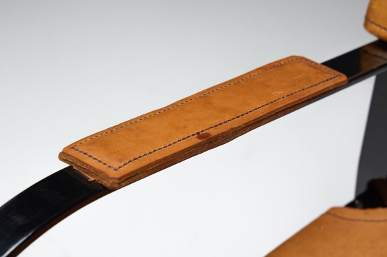 Image 1 of Cognacbruine leren fauteuil, België, jaren 60