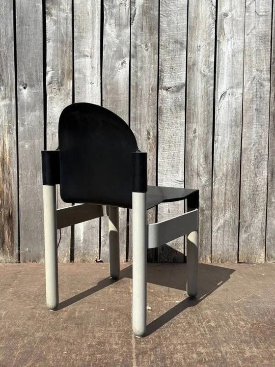 Thonet Flex Stapelstühle in Grey Wash, Designklassiker von Gerd Lange, Esszimmerstühle, Holz, Grau, Retro (Foto 13 von 16)
