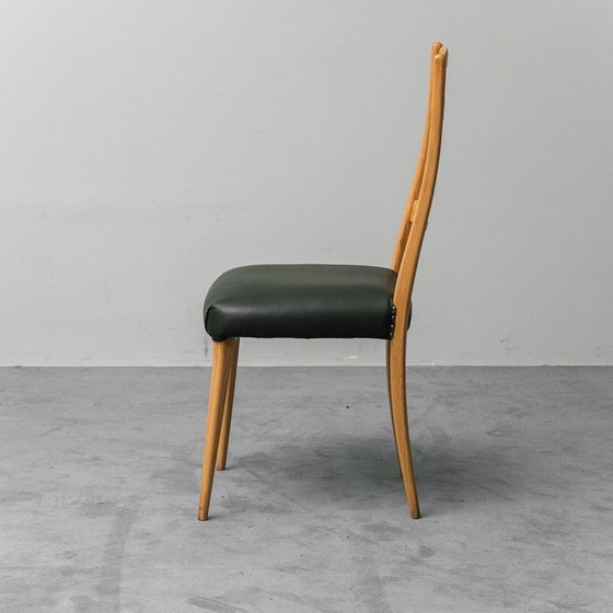 Image 1 of SET DI 6 SEDIE MODERNE VINTAGE ANNI '60 IN PELLE E LEGNO