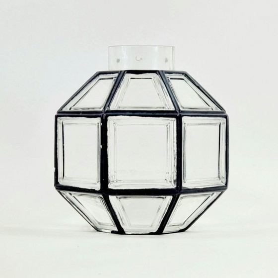 Image 1 of Mid Century Glass & Brass Pendant Light From Limburg, Germany