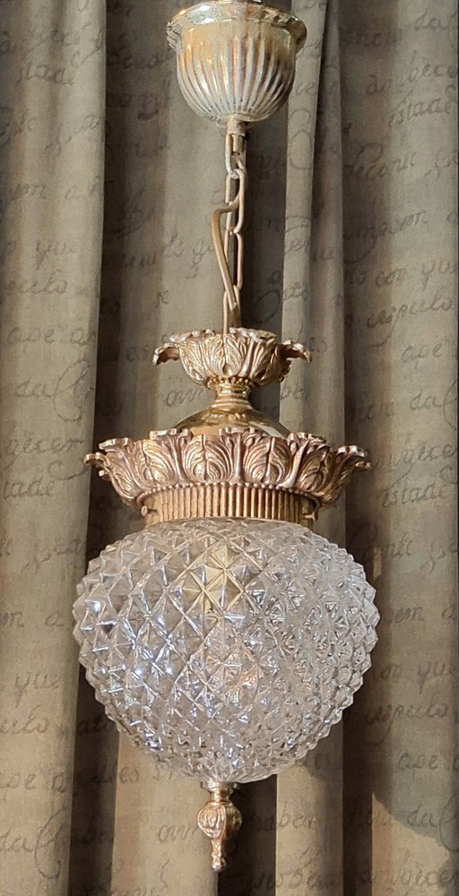 Suspension ananas style Hollywood Regency par Massive J 60/70 – hanglampen, Glass, Metal (photo 2 of 12)