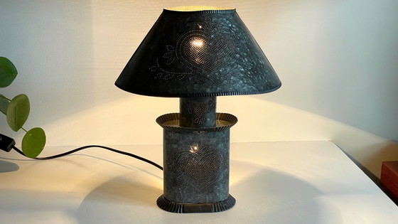 Image 1 of Vintage Zinc Heart Lamp