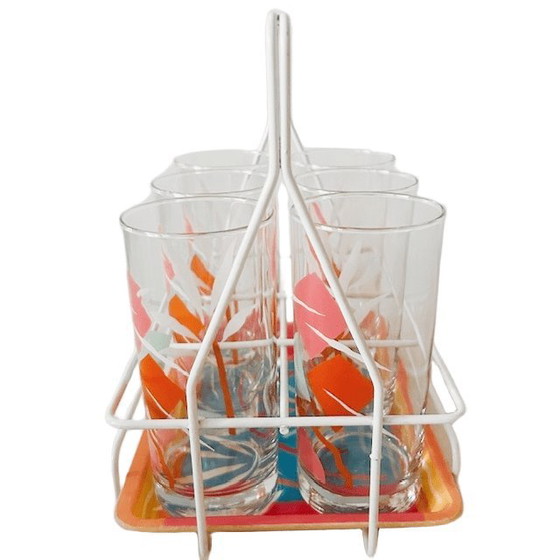 Image 1 of Vintage Mid-century retro limonade glazen rekje 1960's