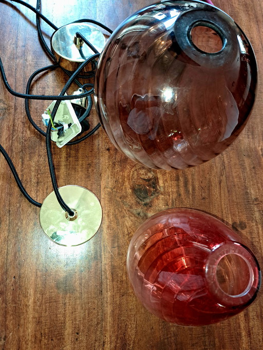 Warm gefärbte Glas-Pendelleuchten