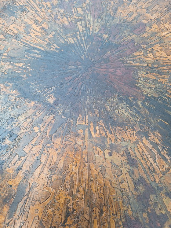 Image 1 of Brutalist design coffee table by Vierhaus with copper work by Wilfried Redeker