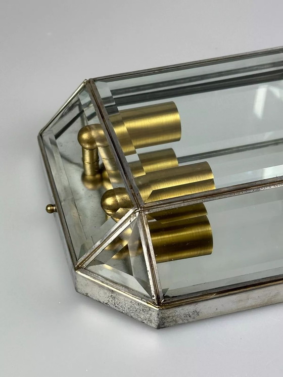 Image 1 of 60's 70's Applique murale verre & métal Vintage Space Age Design