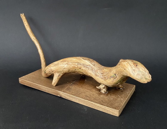 Maxín Picello – Gesigneerde, uit hout gesneden hagedissculptuur, Spanje, ca. 1960 – Beeldhouwkunst, Wood (photo 3 of 10)