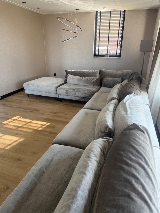 Image 1 of Magnifique grand canapé d'angle gris-vert