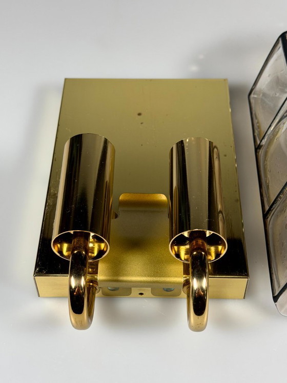 Image 1 of 60er 70er Jahre Wandlampe Wall Sconce Glashütte Limburg Germany Glas & Metall