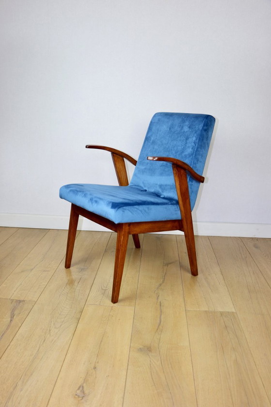 Image 1 of Vintage armchair 300-123, design by M. Puchała, blue sea - 2 pieces available
