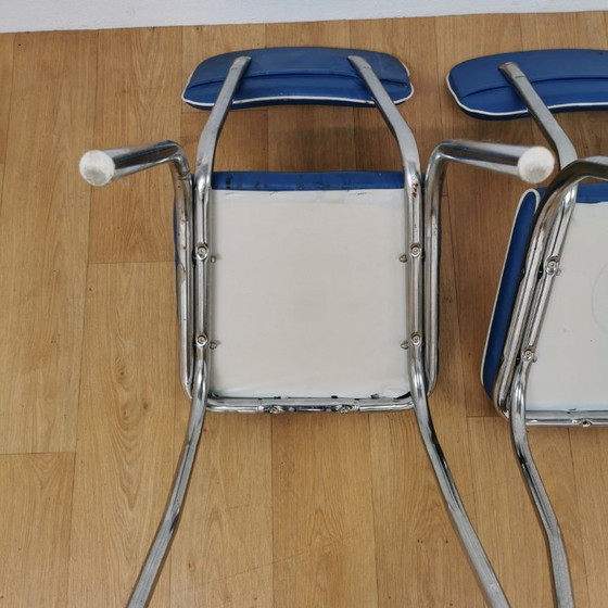 Image 1 of Sedie vintage Mid-Century in tubo cromato e similpelle, sedie da pranzo