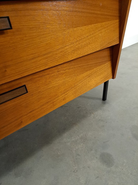 Image 1 of Zapatero de teca con patas de metal negro, nº 2