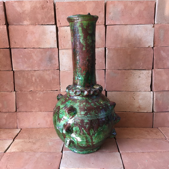 Image 1 of Tamegroute Glazed Earthenware Pottery Vase