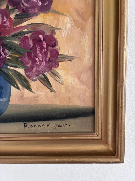 Image 1 of Vintage original floral oil painting, Signed flower art