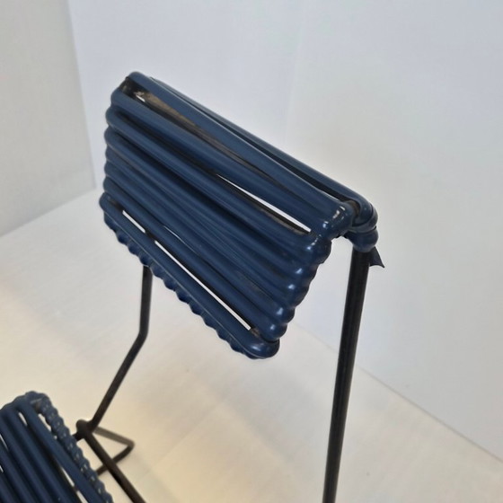 Image 1 of SET OF 3 VINTAGE 1950S METAL & PLASTIC SCOUBIDOU CHAIRS 50S ROCKABILLY