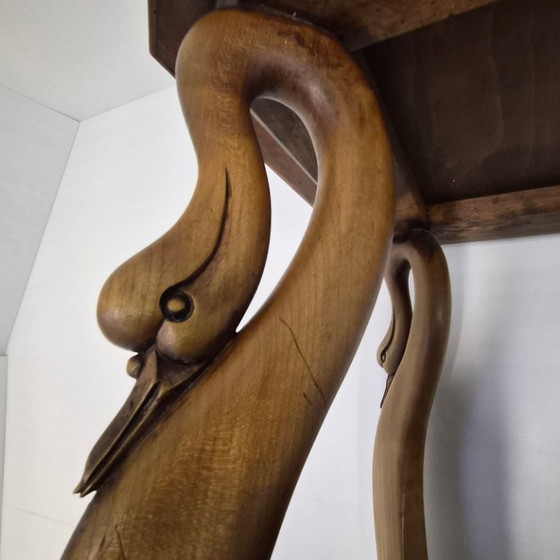 Image 1 of Consolle vintage in stile Art Déco e Art Nouveau con cigni e artigli di leone.