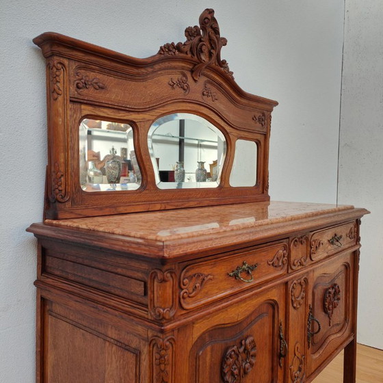Credenza antica vintage, comò, credenza con vetrina con piano in marmo – Credenze con vetrina, Legno (photo 13 of 18)