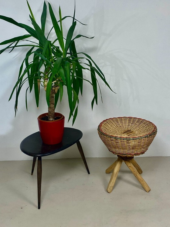 Image 1 of Rattan stool – Vintage 1970s