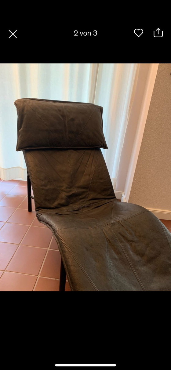 Image 1 of Skye designer ligstoel, zwart leer