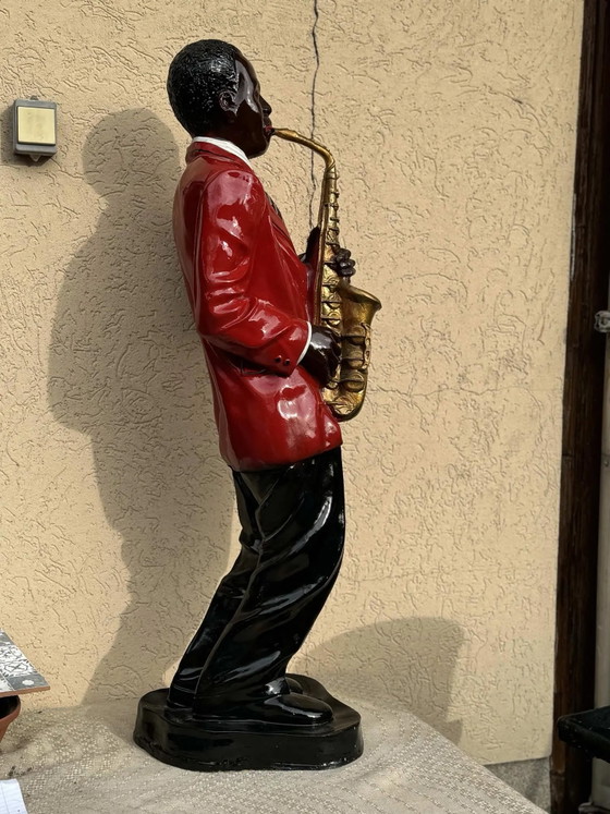 Vintage Large black American jazz figurine – Sculptures, Plastique, Mid Century Modern (photo 2 of 9)