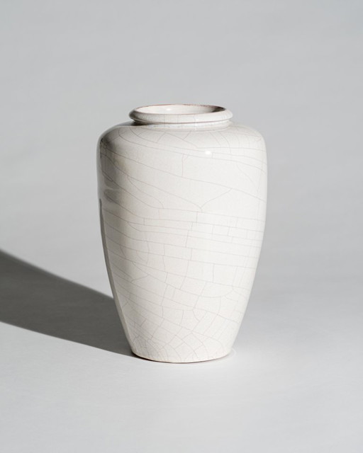 Richard Bampi Crackle Glaze Ceramic Vase Model 204 – Kandern Studio Pottery, Germany, Circa 1945–1955