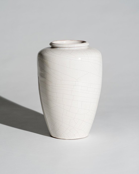 Image 1 of Richard Bampi Crackle Glaze Ceramic Vase Model 204 – Kandern Studio Pottery, Germany, Circa 1945–1955