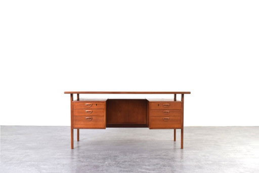 Mid-Century Danish Teak Executive Desk by Kai Kristiansen for FM Møbler, 1960s.