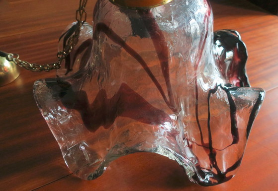 Image 1 of Grande suspension artistique en verre par Pertti Santalahti pour Humppila, Norvège 1960
