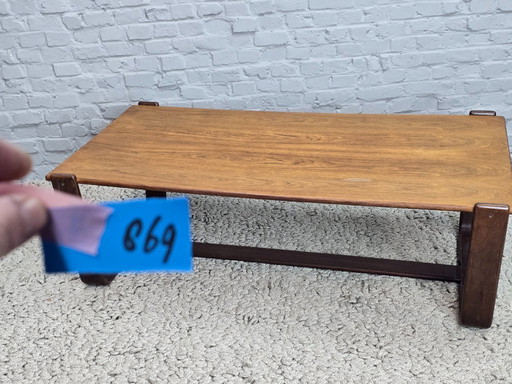 Grande table basse en teck de style Mid-Century, avec un cadre sculptural en forme de U, années 1960