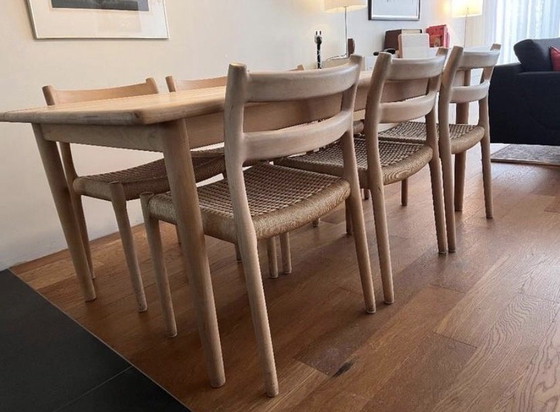 Image 1 of Danish design dining set oak table + 6 J.L. Møller chairs