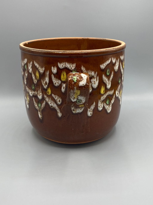 Maceta grande de cerámica con dos asas de Digoin – decoración esmaltada – servies, Ceramic, Modern (photo 2 of 8)