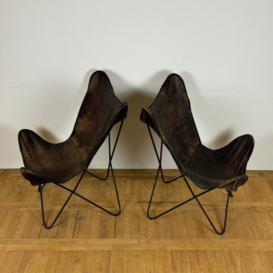Image 1 of 2x Butterfly Vintage Leather Chairs 1990s
